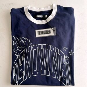 Renowned T-shirt Navy/ Wht  L NWT